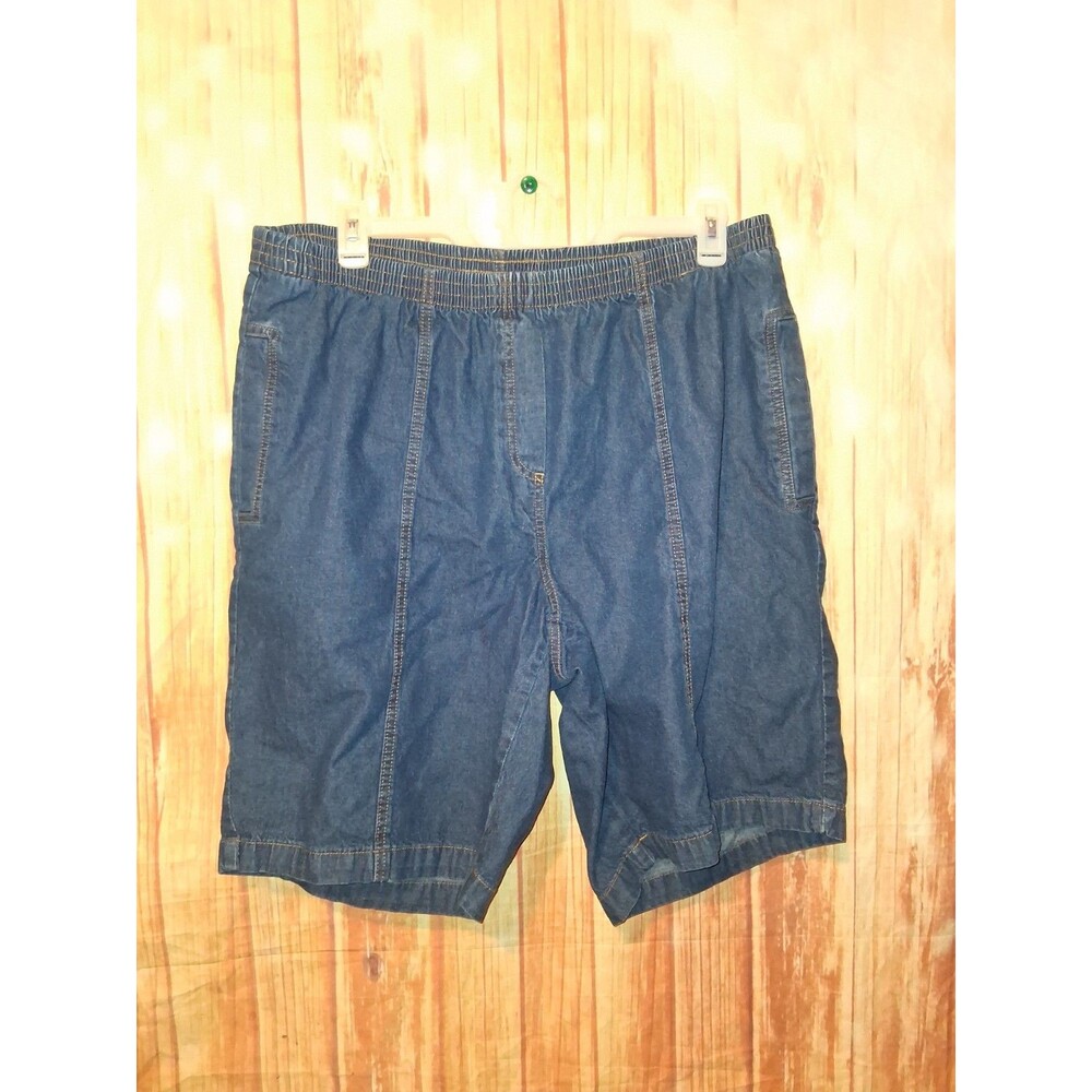 Roamans Medium Denim Pull-on Bermuda Shorts Sz 22W